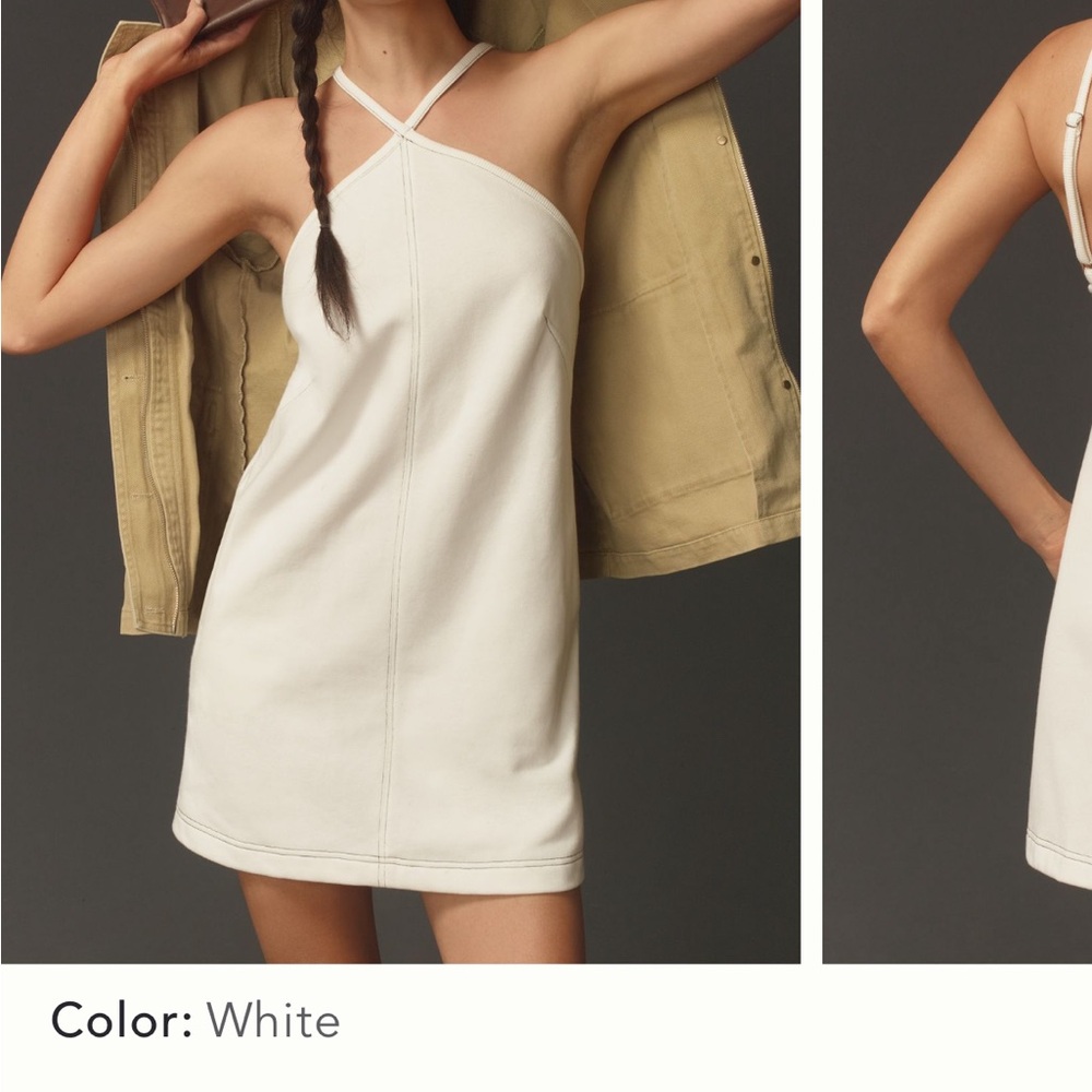 Anthropology White halter Dress